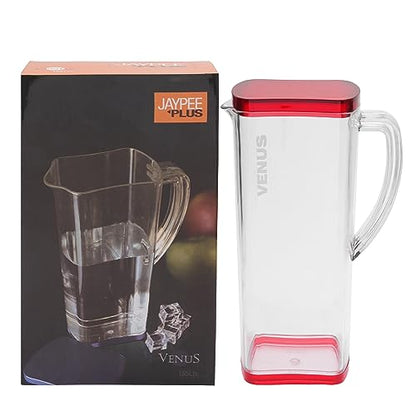 Jaypee Plus Venus Unbreakable Water Jug 1.65 Litre Easy Pour Spout & Strong Handle |Wide Mouth BPA Free Food Grade Transparent Multipurpose Jug for Milk, Juice, Beverage, Lassi, Cocktail, Black|B07H32Z1MR