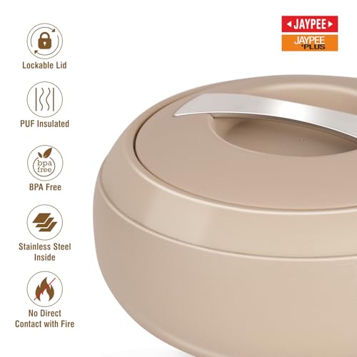 JAYPEE Gourmet Inner Stainless Steel Casserole Set of 3 with Lockable Lid,(1000+1500+2000 ml), BPA Free Insulated Casserole Set |Food Grade Serving Set |Ideal for Chapati,Warm & Fresh Food,Coffee|B0CBCGGQR1
