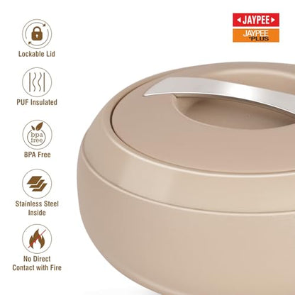 JAYPEE Gourmet Inner Stainless Steel Casserole Set of 3 with Lockable Lid,(1000+1500+2000 ml), BPA Free Insulated Casserole Set |Food Grade Serving Set |Ideal for Chapati,Warm & Fresh Food,Coffee|B0CBCGGQR1