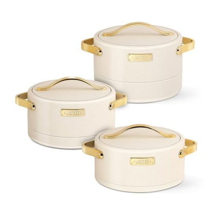 JAYPEE Luxura Klass Set Inner Steel Serving Painted Casserole Set Of 3 Toughened Glass Lid Advanced PU Insulated 100% Food Grade Lockable Hot Box Easy To Keep Roti,Pulao & More|1500,2000,2500 Ml,Green|B0DJ34J5Z5