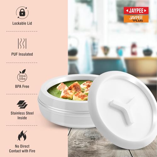 JAYPEE Teen Bhoj Inner Stainless Steel Casserole Set of 3|Lockable Lid|BPA Free|Roti Box|Easy to Carry|Food Grade| Rust Free Casserole for roti 1200,1500,2500 ml| Best for Gifting Purpose,Super White|B078H9VTN2