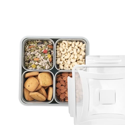 JAYPEE Sapor Plastic Airtight Serving Dry Fruit Container Set of 4-1600 ml with Round Box Removable Container Leakproof with Silicon Seal Transparent Dry Food Box Diwali Gift Pack, Beige|B0G2YHHPS5