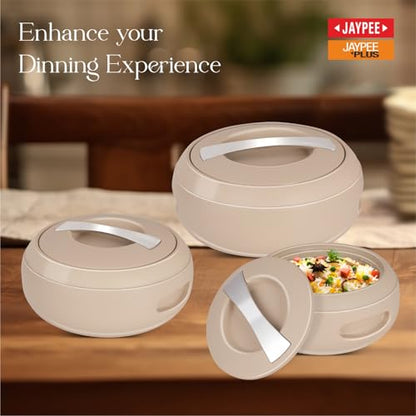JAYPEE Gourmet Inner Stainless Steel Casserole Set of 3 with Lockable Lid,(1000+1500+2000 ml), BPA Free Insulated Casserole Set |Food Grade Serving Set |Ideal for Chapati,Warm & Fresh Food,Coffee|B0CBCGGQR1