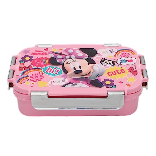 JAYPEE Wowsteel Jr. Inner Stainless Steel Insulated Lunch Box for School Kids Mickey Mouse Print for School Kids Girls & Boys, Dark Pink, 620 ml|B0C9V1GP8S
