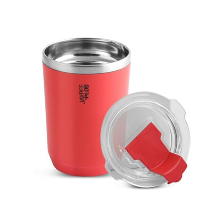 Jaypee Plus Myn Stainless Steel Insulated Coffee Mug Hot & Cold Spillproof Handy Sipper Travel Mug Suitable for Car, Tumbler Bottle, Vacuum Insulation Tea Cup, Matte Finish Non Slip, 300 ml, Red|B0G2XRH7P2