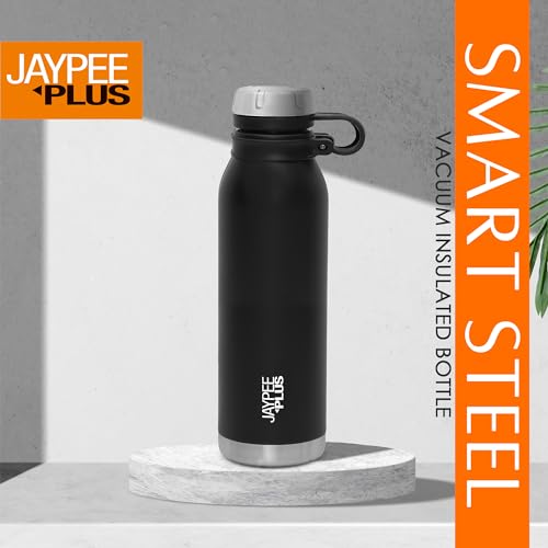 Jaypee Plus Charlie Stainless Steel Water Bottle,Long Hours Hot and Cold Water Bottle| Leak Proof | Office Bottle | Gym Bottle | Hiking | Trekking | Travel Bottle 750 ml, Black|B0CV5R59PR