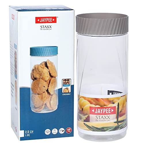 Jaypee Plus Staxx 2500ml Mirror Grey Home and Kitchen Storange Container (Pack of 6)|B0BMLYQ2CY