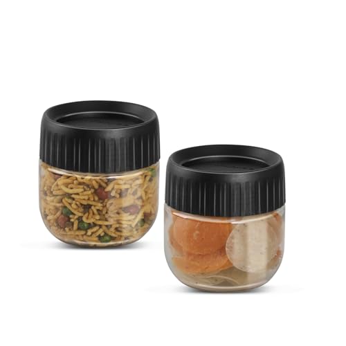 Jaypee Plus Petset Plastic Transparent Kitchen Jars & Container for Kitchen Pantry, Snacks, Masala, Pickle, Dry Fruits, Storage See through Container|Airtight Lid Stackable |750 ml,Set of 2, Pink|B0FP9JKS9N