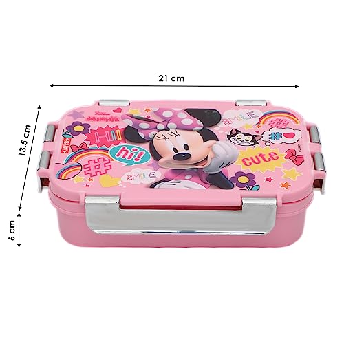 JAYPEE Wowsteel Jr. Inner Stainless Steel Insulated Lunch Box for School Kids Mickey Mouse Print for School Kids Girls & Boys, Dark Pink, 620 ml|B0C9V1GP8S