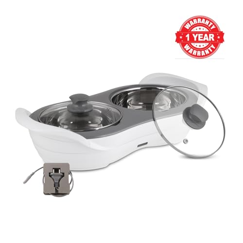 Jaypee Plus 1150 ml +1150 ml Stainless Steel Electric Casserole Set | Shockproof, Rustproof | 2 in 1 Electric Bowl for Food Warmer & Buffet Server - (White)|B0837PKWCK