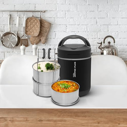Jaypee Plus Hottline 3-320X3 ml Inner Stainless Steel |Outer Plastic Body|Electric Lunch Box for Offfice|Shockproof Design|BPA Free|Reheat Food in 30 Minutes|Convenience case for Power Cord,Black|B0727R3MGN