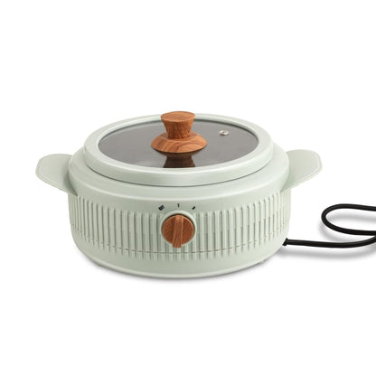 Jaypee Plus Electric CookSmart Casserole with Teflon NonStick Coating Bowl for Reheating & Cooking, Serving Casserole Wooden Finish Lid & Regulator Knob Toughened Glass Lid, 1500 ml, Blue