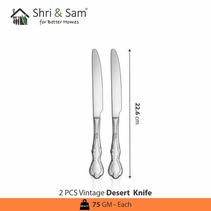 Shri & Sam Stainless Steel Vintage Desert Knife,2 Pieces