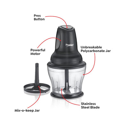 Prestige Pec 4.0 Multi-Purpose Electric Chopper 250 Watts (Black,Polycarbonate Jar)