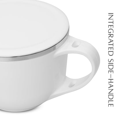 Jaypee Plus Stainless Steel Soup Bowl with Lid & Spoon Holder Souptok, Maggi Bowl Noodles Pasta Bowl, Mug for Milk, Best Diwali Gift, Mug for Kids, Girls, Boys, Birthday, Ivory 700 ml