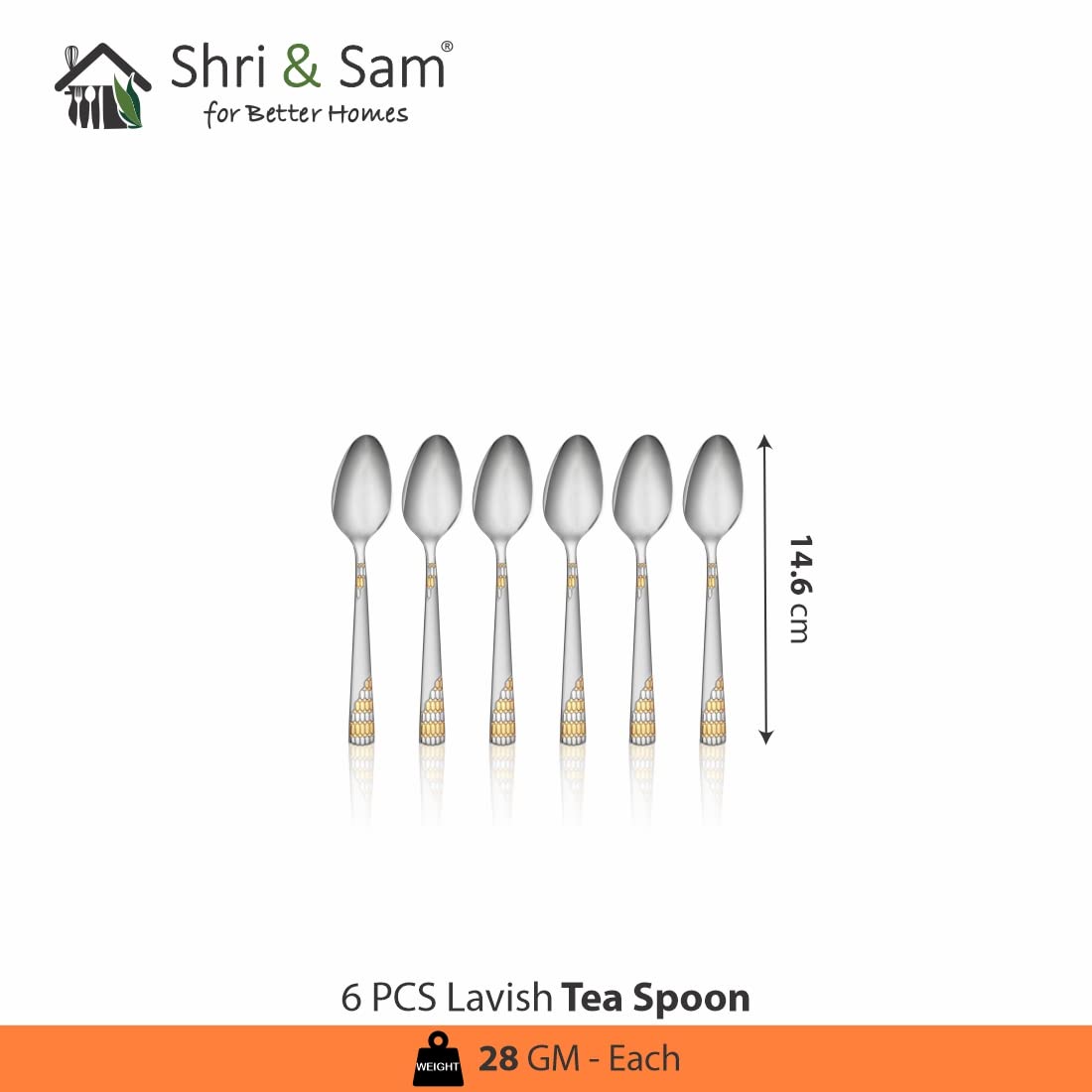 Shri & Sam Stainless Steel Lavish Tea Spoon,6 Pieces