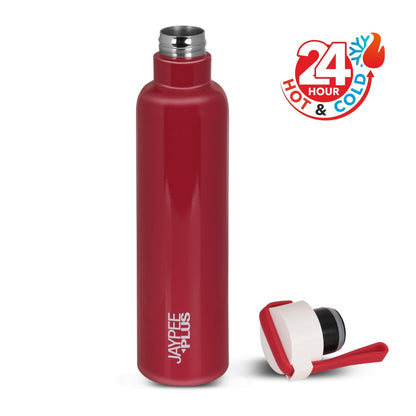 Jaypee Plus Alpha Vaccum Insulated Double Wall Thermosteel Flask 1000 ml Water Bottle ISI Certified 24 Hours Hot and Cold Water Bottle for School,Office,Gym, Leakproof, Rustproof Steel Bottle,Black