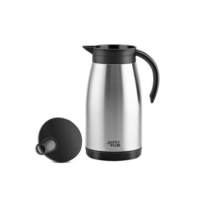 Jaypee Plus Elegant ISI Certified Stainless Steel Insulated Carafe 1000ml Kettle for Hot Tea, Coffee,Double Wall Heat & Cold Retention Cordless Easy Carry for Kitchen, Office,Outdoor,Restaurant,Silver