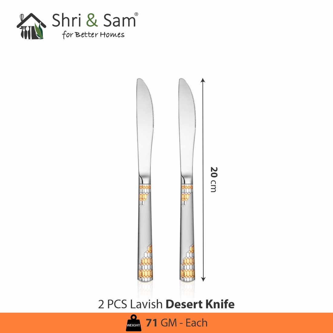 Shri & Sam Stainless Steel Lavish Desert Knife,2 Peices