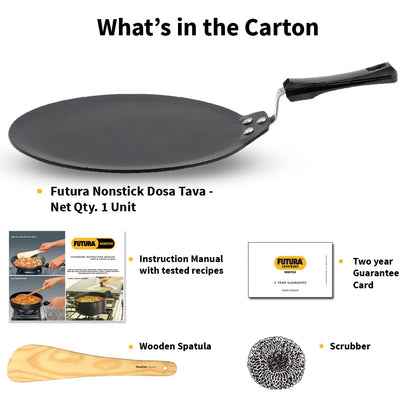 FUTURA Hawkins 30 cm Dosa Tava, Non Stick Dosa Tawa, Induction Dosa Tawa, Black (INDT30)