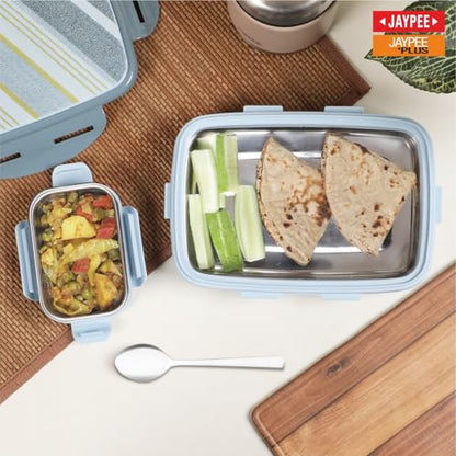 JAYPEE Ecosteel Sr. Inner Stainless Steel Insulated Lunch Box for School Kids |Airtight Leakproof Tiffin Box for Kids |Food Grade|BPA Free, 550 ml, Blue|B0F13ZPGG4