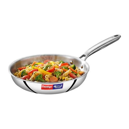 Prestige 22cm/1.2L Tri-Ply Stainless Steel Splendid Fry Pan| Gas and Induction Compatible |Even Heat Distribution| Thick Gauge Tri-Ply Body| 15 Year Warranty