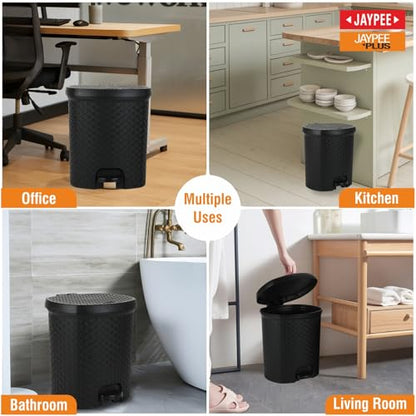 Jaypee Plus Dispose all Dustbin with Removable Plastic Bucket | Garbage Bin Trash Can Pedal Waste Bin |Square Shape Dustbin For Home, Kitchen, Bathroom, Office, 8 Litre, Black|B071HD7K4R