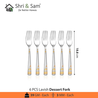 Shri & Sam Lavish Stainless Steel Dinner Fork Set, 6 Pieces, Silver