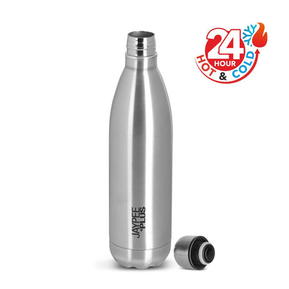 Jaypee Plus Alpha Vaccum Insulated Double Wall Thermosteel Flask 1000 ml Water Bottle ISI Certified 24 Hours Hot and Cold Water Bottle for School,Office,Gym, Leakproof, Rustproof Steel Bottle,Black