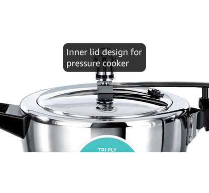 Hawkins 3.5 Litre Triply Stainless Steel Pressure Cooker, Inner Lid Cooker, Silver 