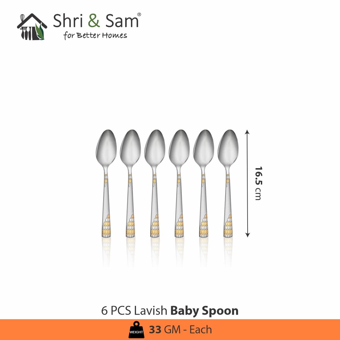Shri & Sam Stainless Steel Lavish Baby Spoon,6 Pieces
