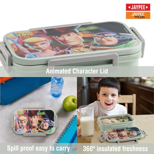 JAYPEE Maxteel Jr Disney Toystory Stainless Steel Insulated Lunch Box for School Kids|Airtight Leakproof Tiffin Box|Food Grade|BPA Free, 620+150 ml, Green|B0FJMJMRG5