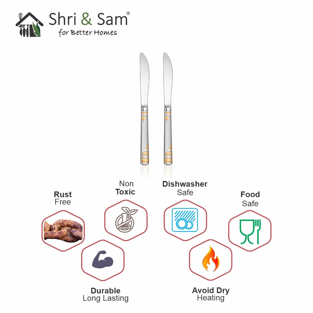 Shri & Sam Stainless Steel Lavish Desert Knife,2 Peices