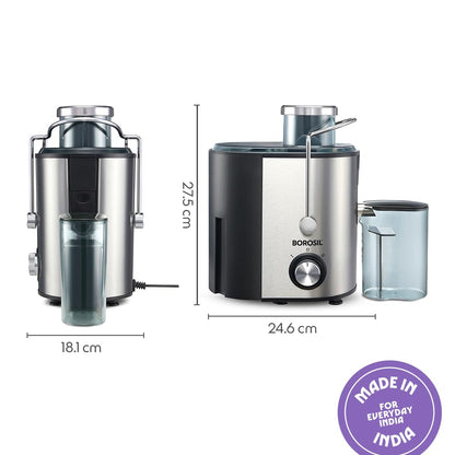 Borosil Primus Juicer | Made in India | Centrifugal Juicing Technology | Juice Collecting Jar | 2 Speed Controls | Overheat Protection | 1 Year Warranty