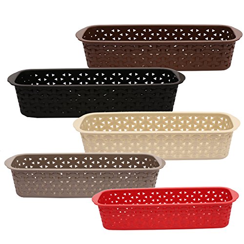 Jaypee Plus Plastic Storage Basket This & That I 28 cm Pack of 5 I Multicolor Baskets for Kitchen storage cutlery I Spoon Knife Holder I Fit for bathroom toiletries & Table top stationary Organiser|B07BSGP2BC