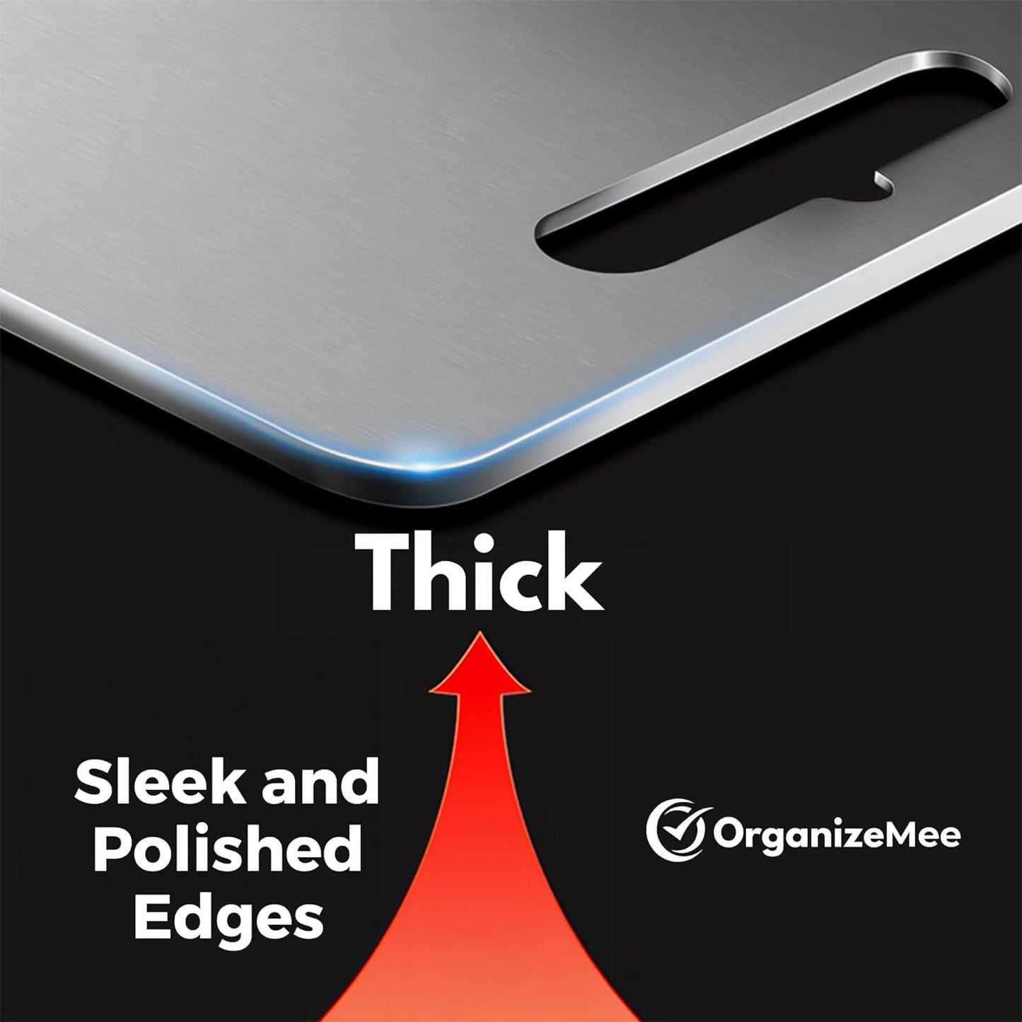 OrganizeMee Stainless Steel Chopping Board Large for Kitchen - Premium Cutting Board Vegetable and Fruit Cutter Chopper, Heavy-Duty Metal Chopping Board, Big Size Pad (36 cm X 25 cm)