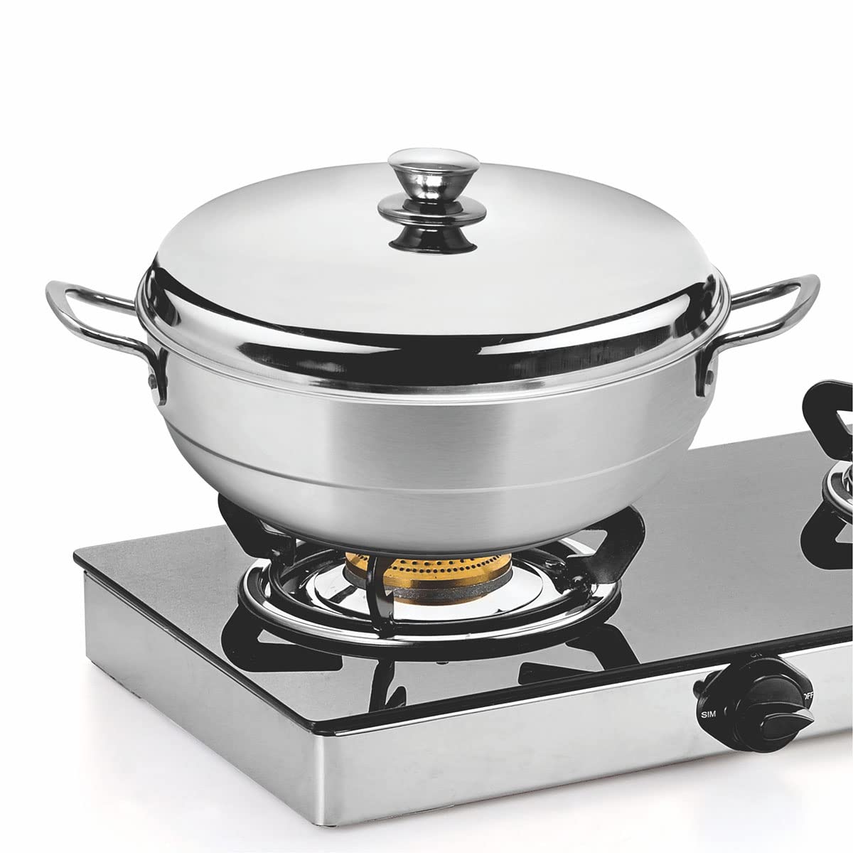 SIGNORA WARE All-Rounder Multipurpose Deluxe Kadhai(Heavy Weight)Induction Friendly Stainless Steel Induction Bottom(7Pcs -6 Plates,2 Big Idli,2 Dhokla,1 Patra Plate & 1 Mini Idli Plate),Silver,320 ML