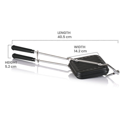 MILTON Pro cook Premium Non-Stick Sandwich Griller | Compatible with Gas Stoves | Sandwich Griller and Toaster | Heat-Resistant Bakelite Handle | Durable & Easy to Use Sandwich Maker 14cm, Black