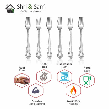 Shri & Sam Stainless Steel Vintage Baby Fork,6 Pieces