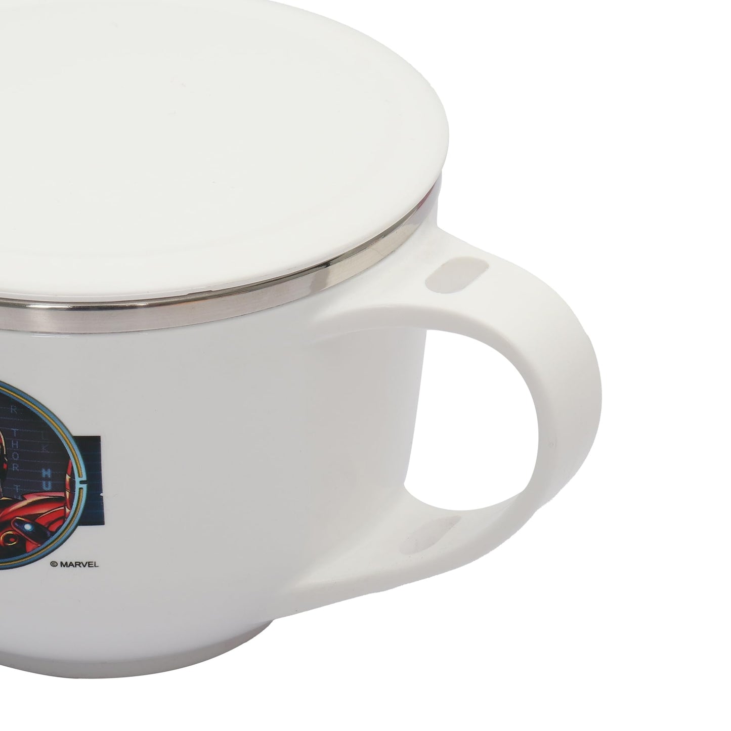 Jaypee Plus Stainless Steel Soup Bowl with Lid & Spoon Holder Souptok, Maggi Bowl Noodles Pasta Bowl, Mug for Milk, Best Diwali Gift, Mug for Kids, Girls, Boys, Birthday, Ivory 700 ml