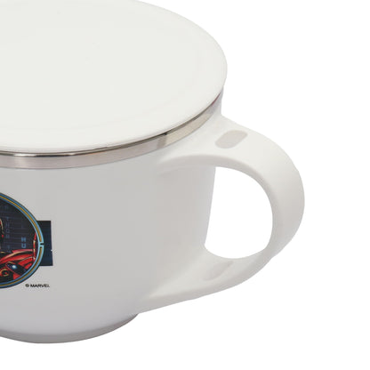 Jaypee Plus Stainless Steel Soup Bowl with Lid & Spoon Holder Souptok, Maggi Bowl Noodles Pasta Bowl, Mug for Milk, Best Diwali Gift, Mug for Kids, Girls, Boys, Birthday, Ivory 700 ml