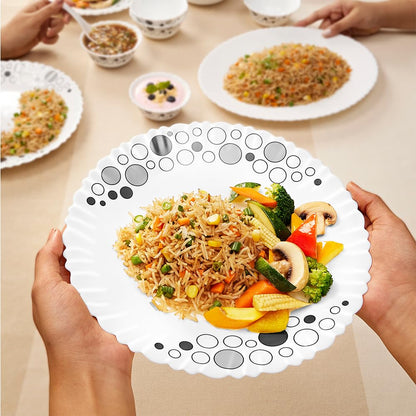 Larah by Borosil Luna Silk Series Opalware Dinner Set | 35 Pieces for Family of 6 | Microwave & Dishwasher Safe | Bone-Ash Free | Crockery Set for Dining & Gifting | Plates & Bowls | White