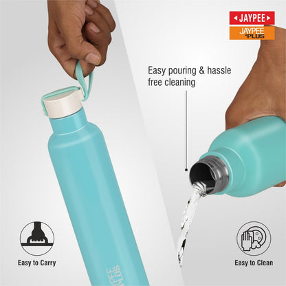 Jaypee Plus Alpha Vaccum Insulated Double Wall Thermosteel Flask 1000 ml Water Bottle ISI Certified 24 Hours Hot and Cold Water Bottle for School,Office,Gym, Leakproof, Rustproof Steel Bottle,Black