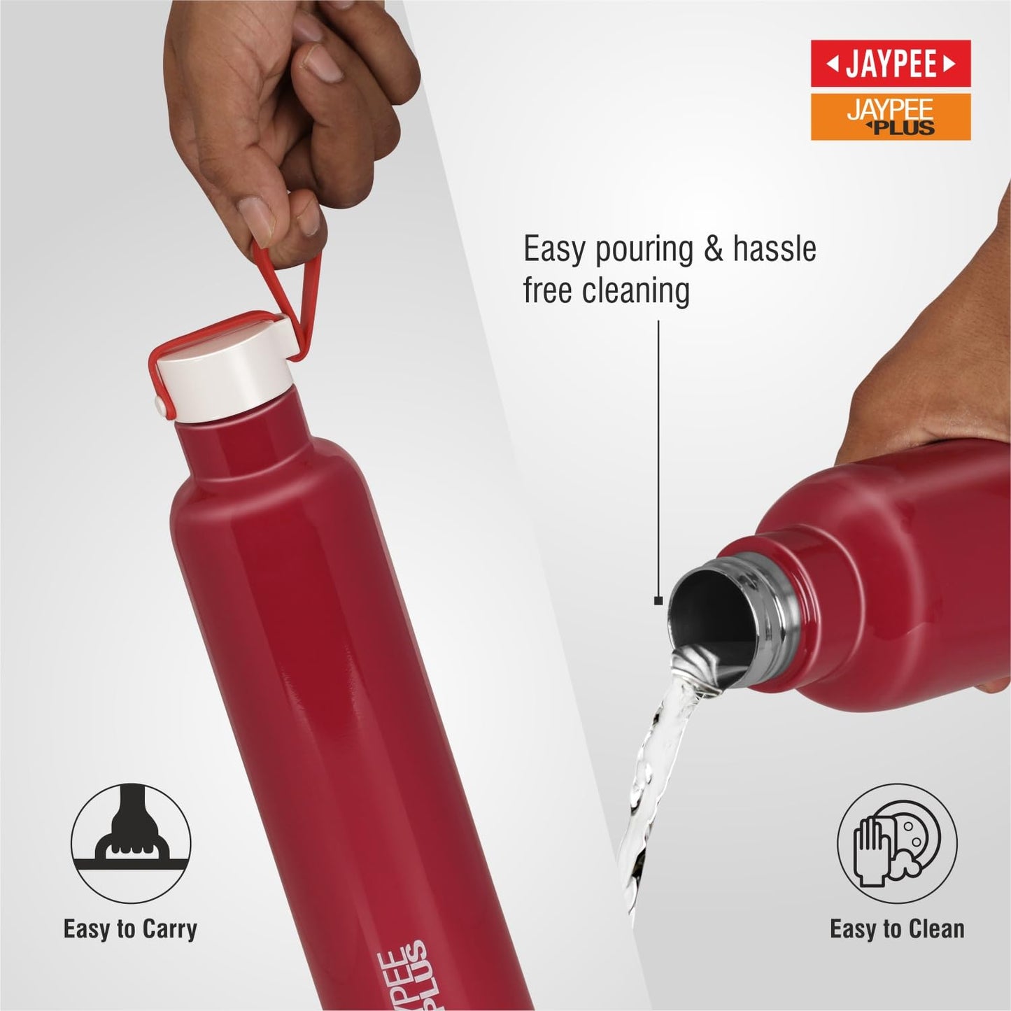 Jaypee Plus Alpha Vaccum Insulated Double Wall Thermosteel Flask 1000 ml Water Bottle ISI Certified 24 Hours Hot and Cold Water Bottle for School,Office,Gym, Leakproof, Rustproof Steel Bottle,Black