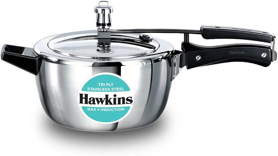 Hawkins 3.5 Litre Triply Stainless Steel Pressure Cooker, Inner Lid Cooker, Silver 