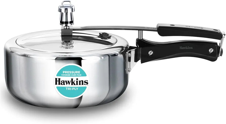 Hawkins 3 Litre Tri-Ply Pressure Cooker cum Pan, Triply Stainless Steel Inner Lid Cooker, Pan, Silver 
