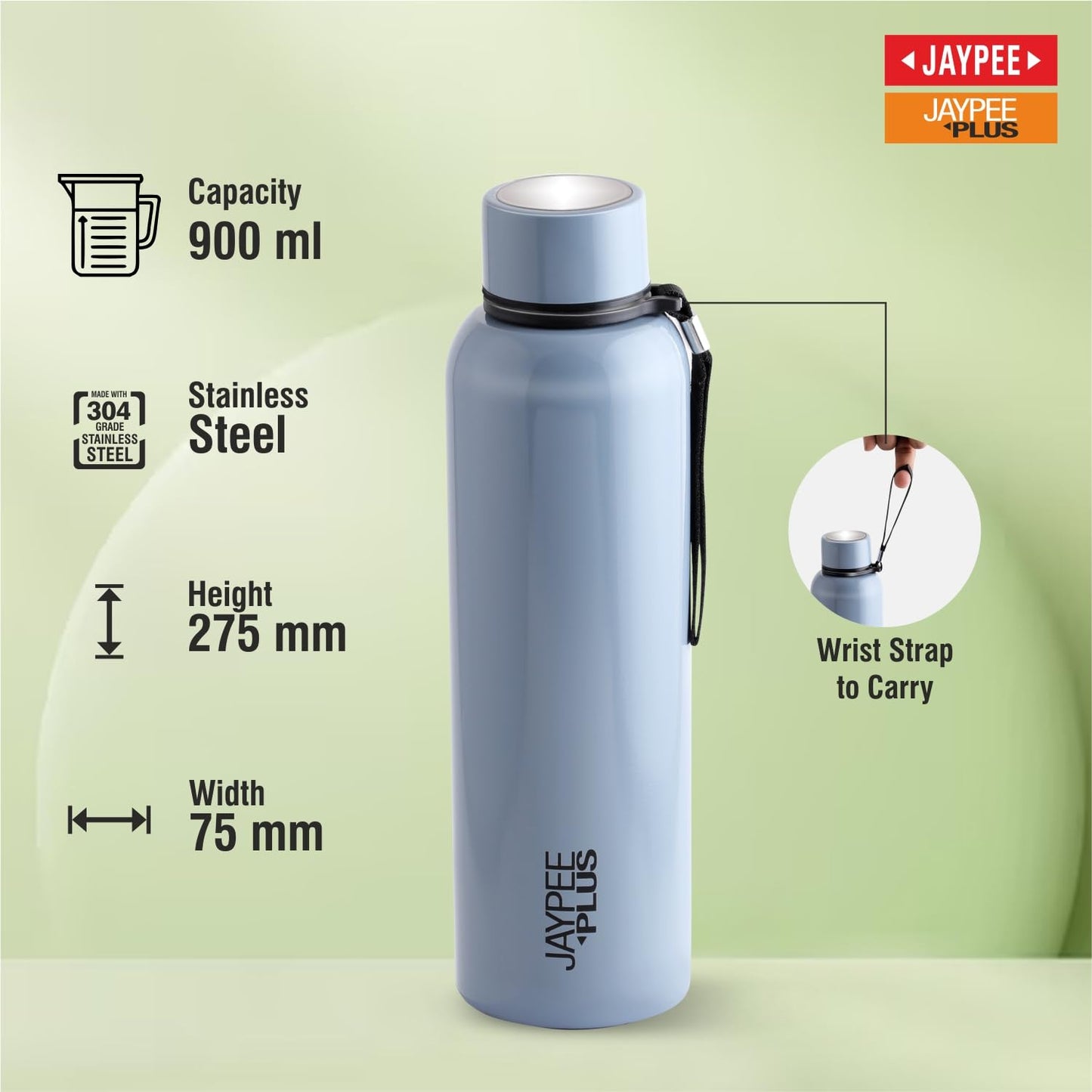 Jaypee Plus Alpha Vaccum Insulated Double Wall Thermosteel Flask 1000 ml Water Bottle ISI Certified 24 Hours Hot and Cold Water Bottle for School,Office,Gym, Leakproof, Rustproof Steel Bottle,Black