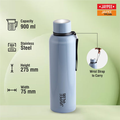 Jaypee Plus Alpha Vaccum Insulated Double Wall Thermosteel Flask 1000 ml Water Bottle ISI Certified 24 Hours Hot and Cold Water Bottle for School,Office,Gym, Leakproof, Rustproof Steel Bottle,Black