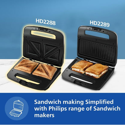 Philips HD2289/00 Panini Sandwich Maker XL Size | Black with Metallic Finish | Non Stick Plate | UHD Technology | Easy Locking | 700W