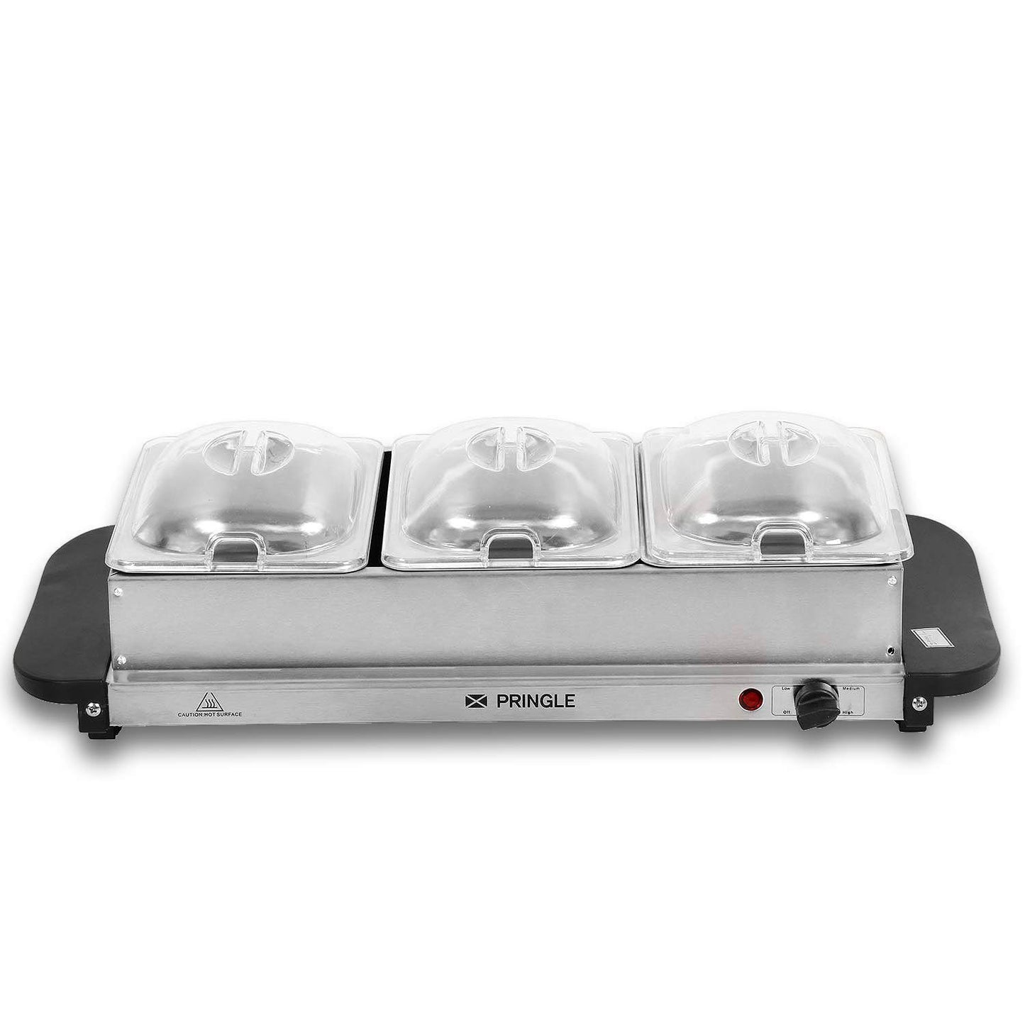 Pringle FW1803 4.5 Litre Electric Food Warmer Cum Buffet Server with 3 Pans (3x1.5 L, Silver) (4.5L Food Warmer)